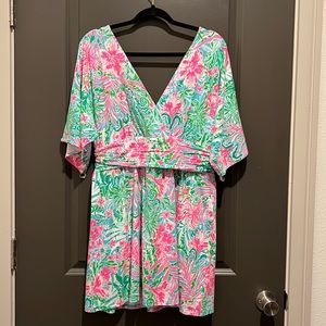 Lilly Pulitzer Parigi Skort Romper Size L in Amalfi Blue Leaf It Wild